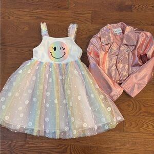 Macy's Rainbow Smiley Dress with Shimmer Pink Jacket